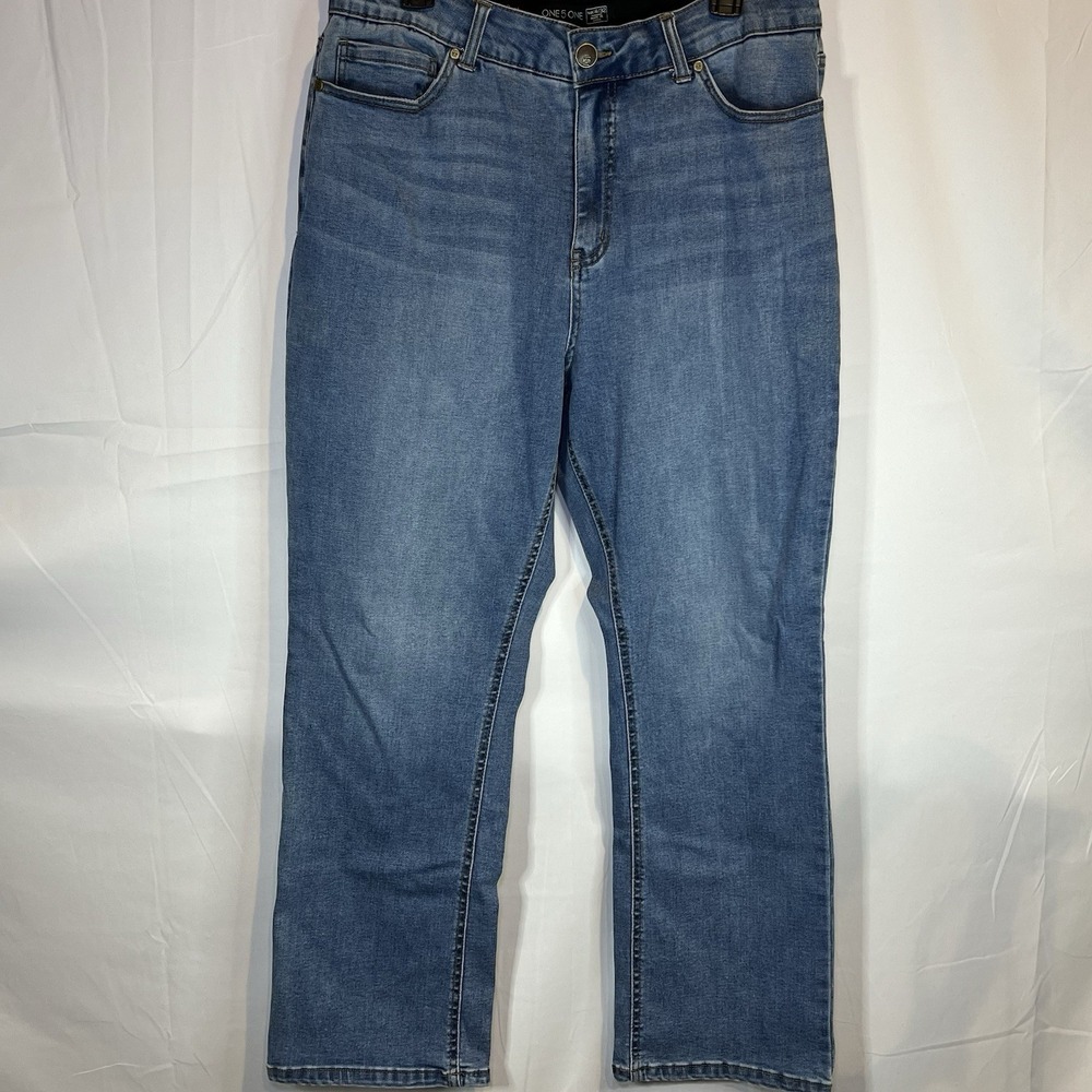 One 5 One Jeans Womens Size 14/32 Medium Wash V-Effect Stretch Denim Straight 14